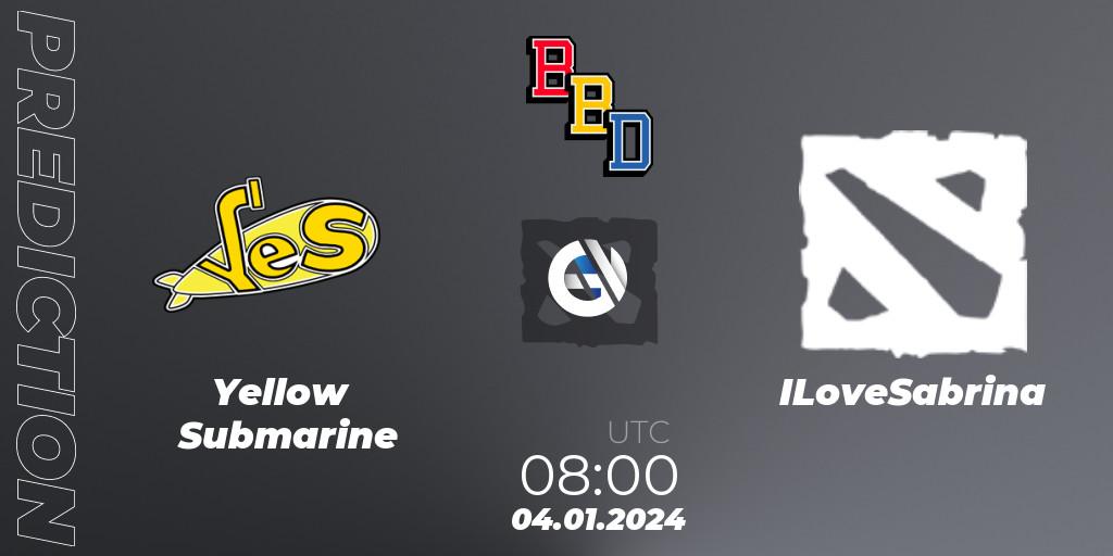 Yellow Submarine - ILoveSabrina: ennuste. 04.01.2024 at 08:00, Dota 2, BetBoom Dacha Dubai 2024: EEU Open Qualifier #1