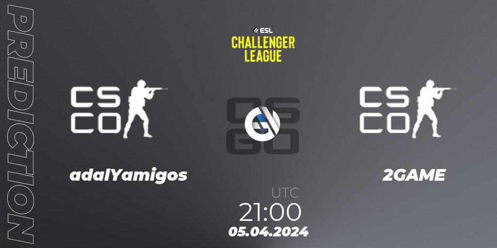 adalYamigos - 2GAME: ennuste. 05.04.2024 at 21:00, Counter-Strike (CS2), ESL Challenger League Season 47: South America