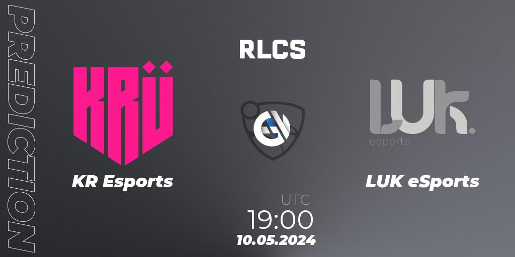 KRÜ Esports - LUK eSports: ennuste. 10.05.2024 at 19:00, Rocket League, RLCS 2024 - Major 2: SAM Open Qualifier 5