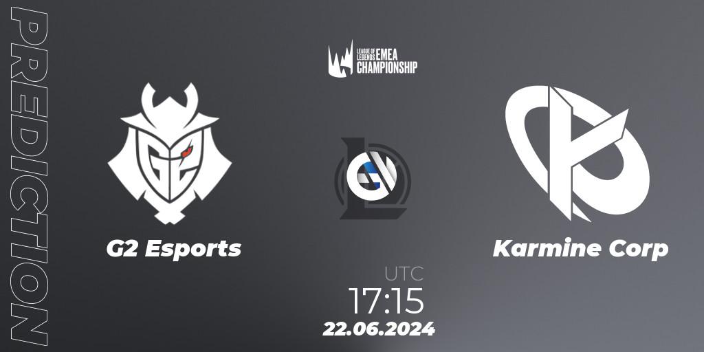 G2 Esports - Karmine Corp: ennuste. 22.06.2024 at 17:15, LoL, LEC Summer 2024 - Regular Season