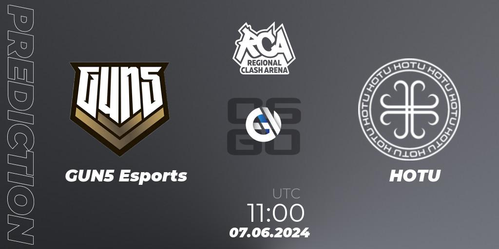 GUN5 Esports - HOTU: ennuste. 07.06.2024 at 11:00, Counter-Strike (CS2), Regional Clash Arena CIS