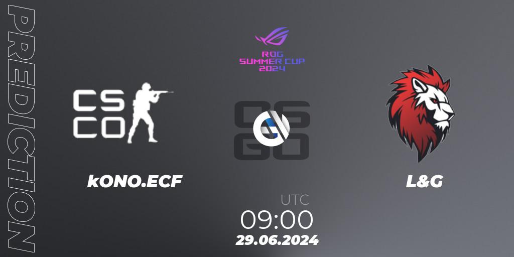 kONO.ECF - L&G: ennuste. 29.06.2024 at 10:50, Counter-Strike (CS2), Gameinside.ua ROG Summer Cup 2024