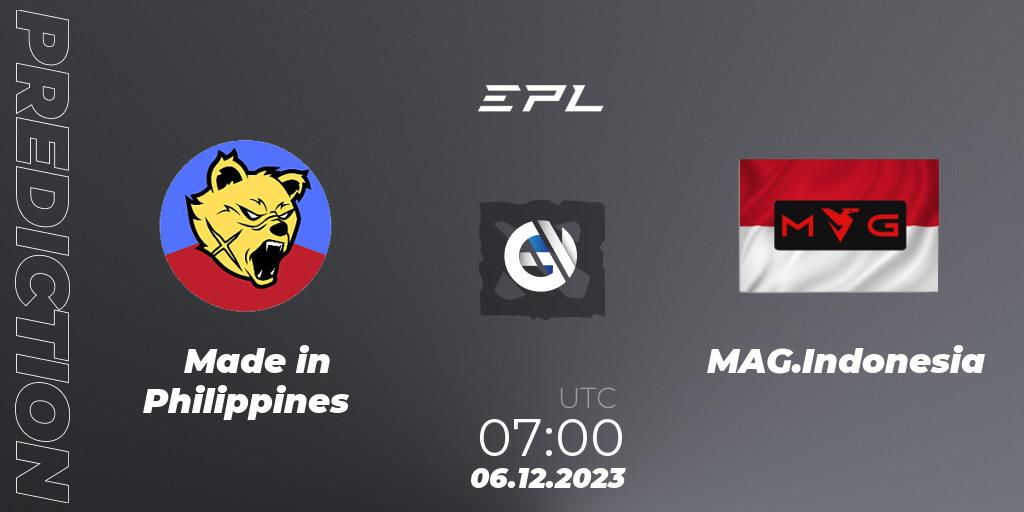 Made in Philippines - MAG.Indonesia: ennuste. 06.12.2023 at 07:00, Dota 2, EPL World Series: Southeast Asia Season 1