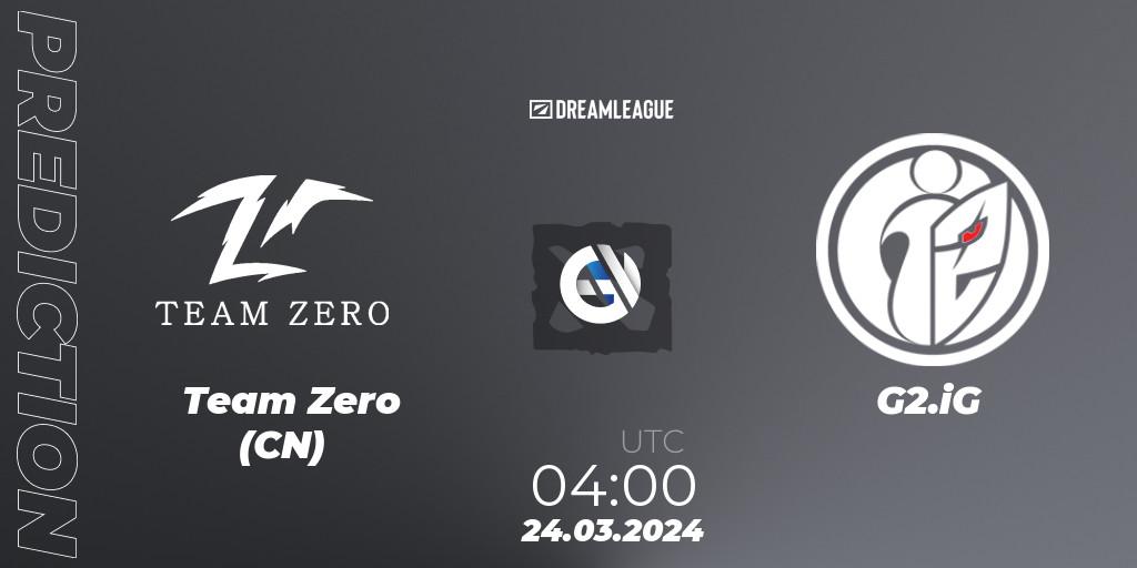 Team Zero (CN) - G2.iG: ennuste. 24.03.2024 at 04:20, Dota 2, DreamLeague Season 23: China Closed Qualifier