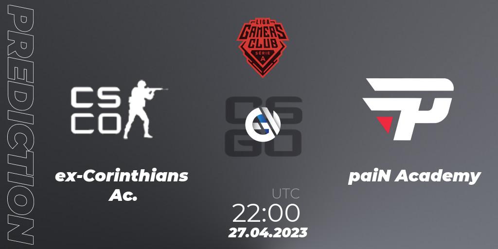 ex-Corinthians Ac. - paiN Academy: ennuste. 27.04.2023 at 22:00, Counter-Strike (CS2), Gamers Club Liga Série A: April 2023