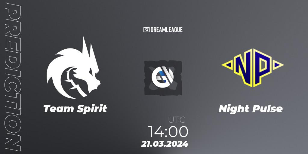 Team Spirit - Night Pulse: ennuste. 21.03.24, Dota 2, DreamLeague Season 23: Eastern Europe Closed Qualifier