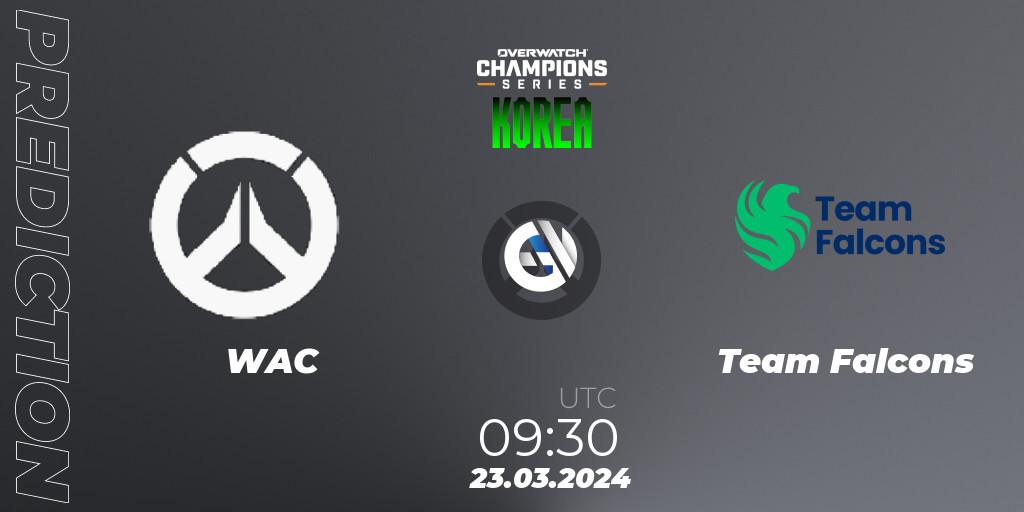 WAC - Team Falcons: ennuste. 23.03.2024 at 09:30, Overwatch, Overwatch Champions Series 2024 - Stage 1 Korea