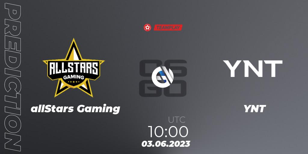 allStars Gaming - YNT: ennuste. 03.06.23, CS2 (CS:GO), LEON x TEAMPLAY Season 1: Closed Qualifier