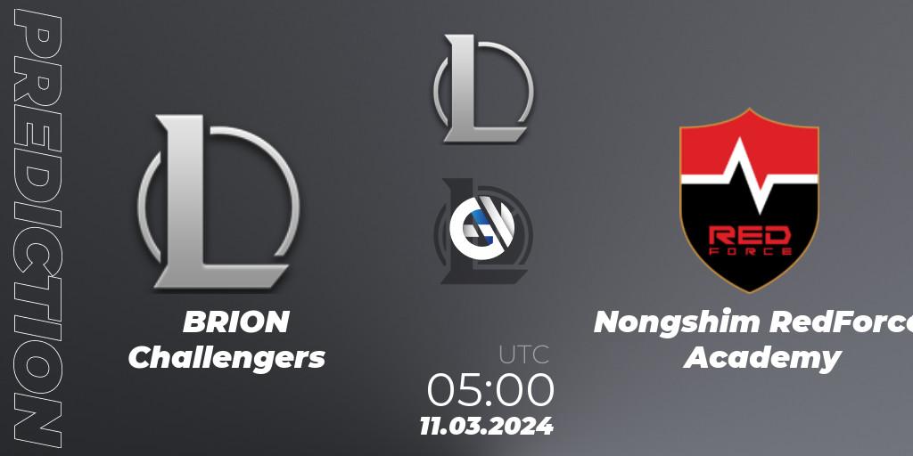 BRION Challengers - Nongshim RedForce Academy: ennuste. 11.03.24, LoL, LCK Challengers League 2024 Spring - Group Stage