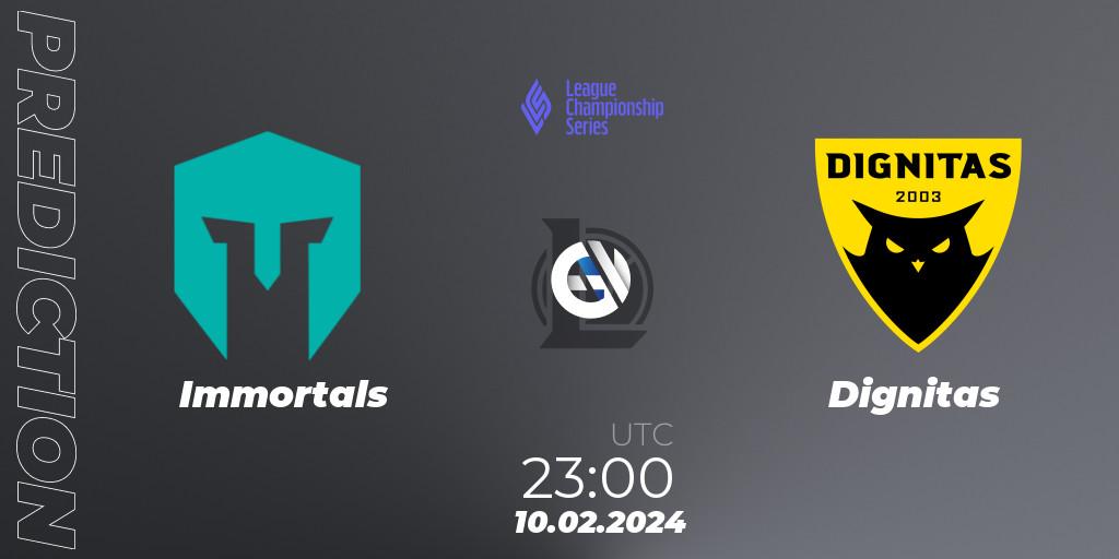 Immortals - Dignitas: ennuste. 10.02.24, LoL, LCS Spring 2024 - Group Stage