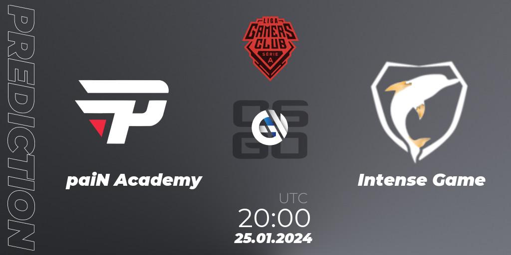 paiN Academy - Intense Game: ennuste. 24.01.2024 at 20:00, Counter-Strike (CS2), Gamers Club Liga Série A: January 2024