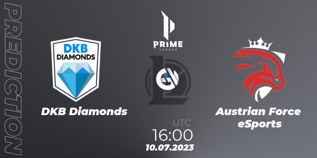 DKB Diamonds - Austrian Force eSports: ennuste. 10.07.2023 at 16:00, LoL, Prime League 2nd Division Summer 2023