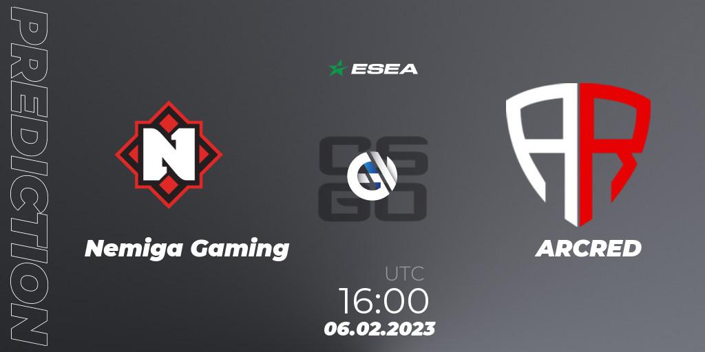 Nemiga Gaming - ARCRED: ennuste. 06.02.23, CS2 (CS:GO), ESEA Season 44: Advanced Division - Europe