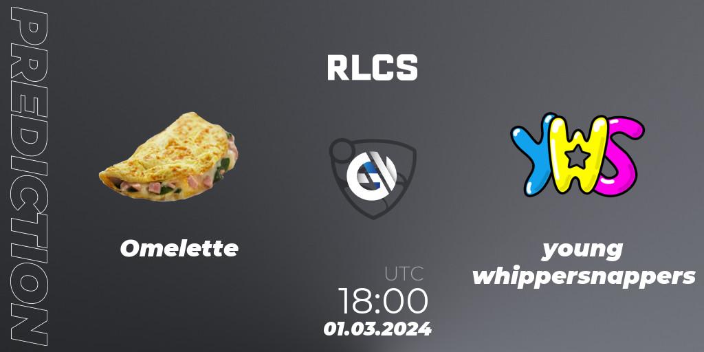 Omelette - young whippersnappers: ennuste. 01.03.2024 at 18:00, Rocket League, RLCS 2024 - Major 1: North America Open Qualifier 3