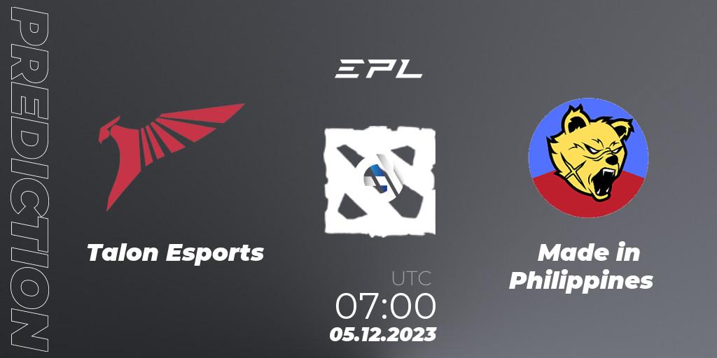 Talon Esports - Made in Philippines: ennuste. 05.12.2023 at 07:05, Dota 2, EPL World Series: Southeast Asia Season 1