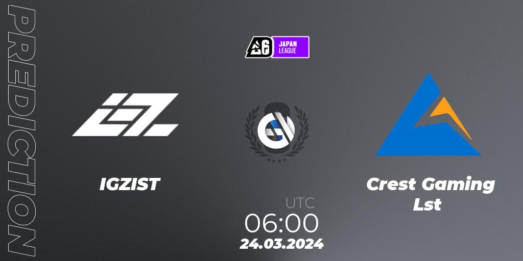 IGZIST - Crest Gaming Lst: ennuste. 24.03.2024 at 06:00, Rainbow Six, Japan League 2024 - Stage 1