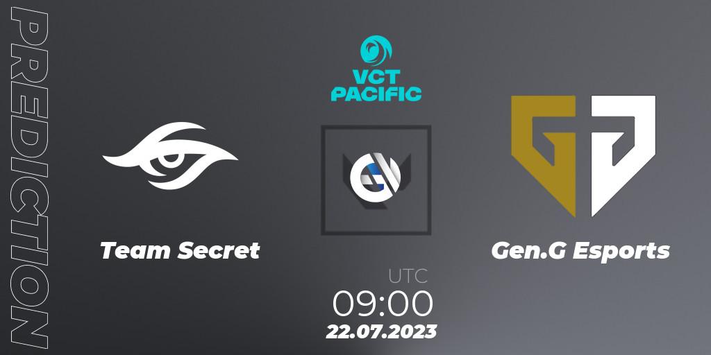 Team Secret - Gen.G Esports: ennuste. 22.07.2023 at 08:00, VALORANT, VALORANT Champions Tour 2023: Pacific Last Chance Qualifier