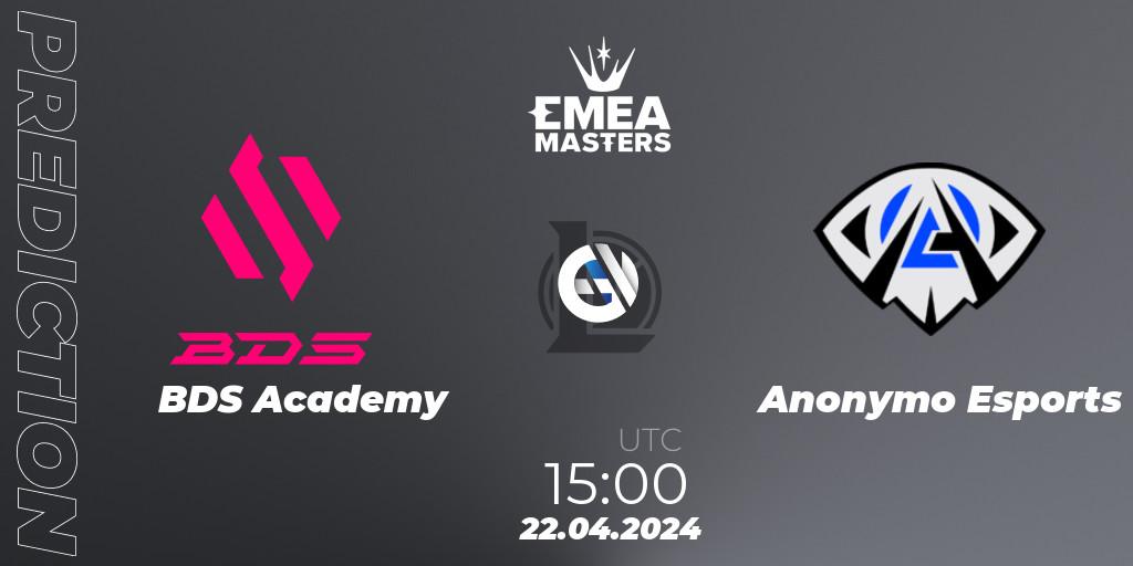 BDS Academy - Anonymo Esports: ennuste. 22.04.24, LoL, EMEA Masters Spring 2024 - Playoffs