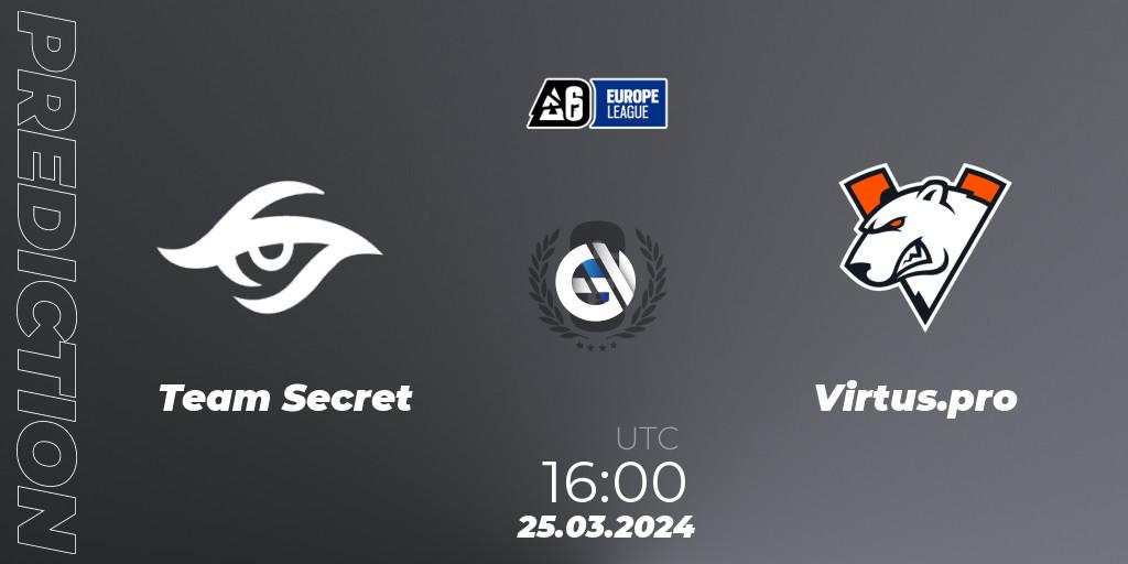 Team Secret - Virtus.pro: ennuste. 25.03.24, Rainbow Six, Europe League 2024 - Stage 1