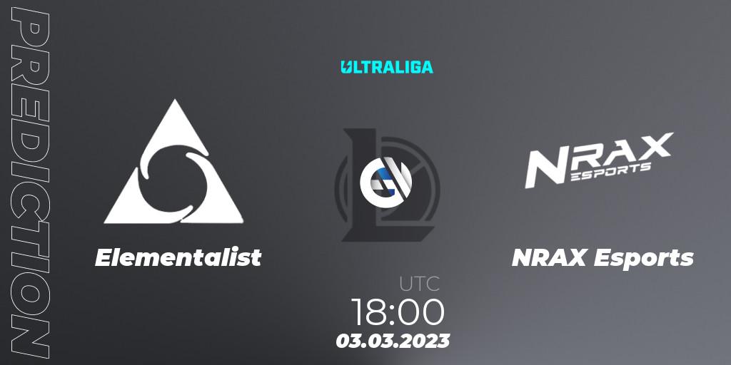 Elementalist - NRAX Esports: ennuste. 03.03.2023 at 18:00, LoL, Ultraliga 2nd Division Season 6
