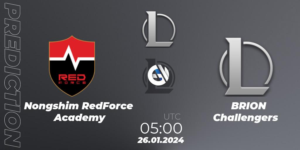 Nongshim RedForce Academy - BRION Challengers: ennuste. 26.01.24, LoL, LCK Challengers League 2024 Spring - Group Stage