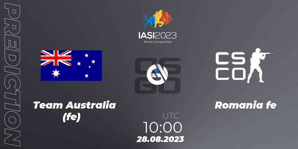 Team Australia (fe) - Romania fe: ennuste. 28.08.2023 at 10:00, Counter-Strike (CS2), IESF Female World Esports Championship 2023