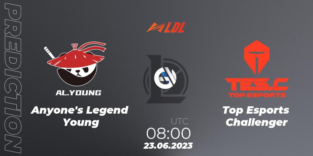 Anyone's Legend Young - Top Esports Challenger: ennuste. 23.06.2023 at 09:00, LoL, LDL 2023 - Regular Season - Stage 3
