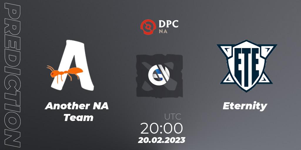 Another NA Team - Eternity: ennuste. 20.02.2023 at 19:59, Dota 2, DPC 2022/2023 Winter Tour 1: NA Division II (Lower)