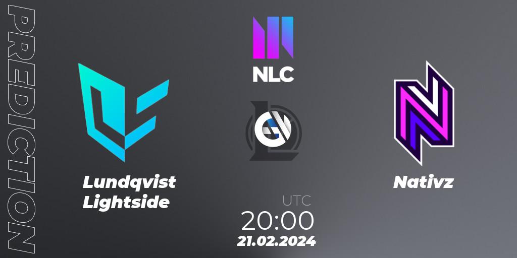 Lundqvist Lightside - Nativz: ennuste. 21.02.2024 at 20:00, LoL, NLC 1st Division Spring 2024