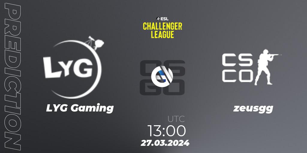 LYG Gaming - zeusgg: ennuste. 27.03.2024 at 13:00, Counter-Strike (CS2), ESL Challenger League Season 47: Asia