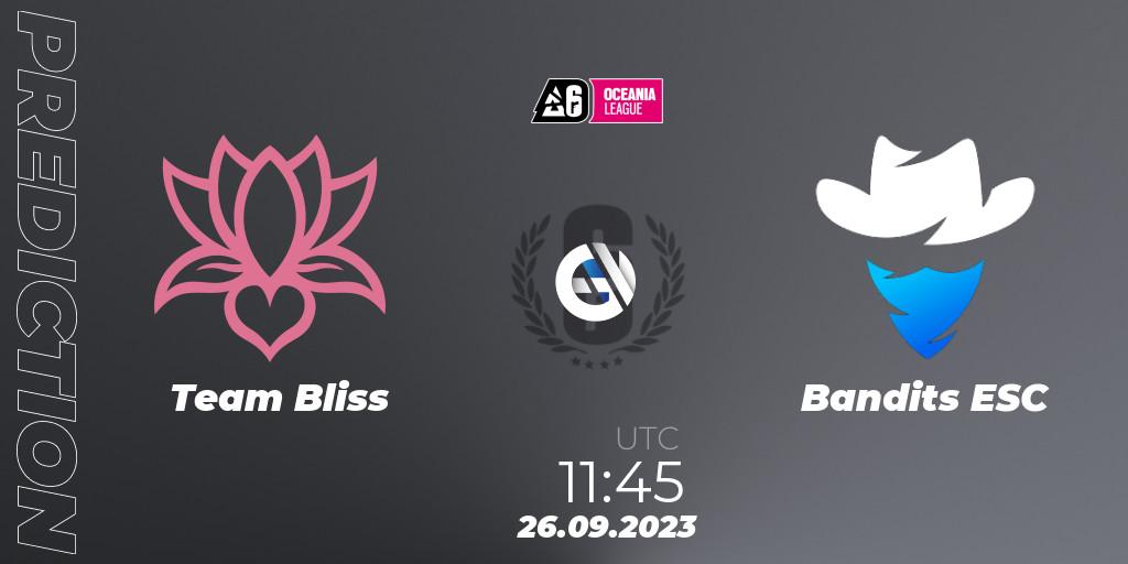 Team Bliss - Bandits ESC: ennuste. 26.09.2023 at 11:45, Rainbow Six, Oceania League 2023 - Stage 2