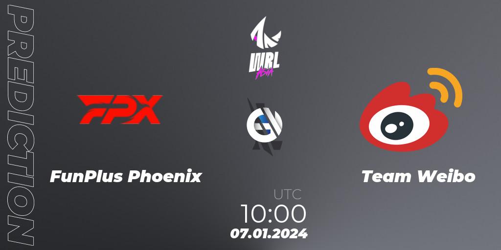 FunPlus Phoenix - Team Weibo: ennuste. 07.01.2024 at 10:00, Wild Rift, WRL Asia 2023 - Season 2: China Conference
