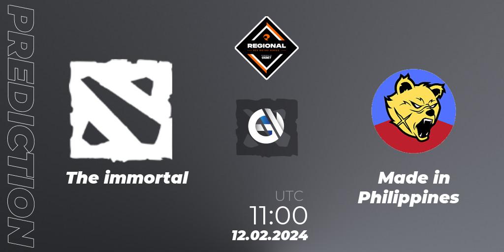 The immortal - Made in Philippines: ennuste. 12.02.2024 at 13:00, Dota 2, RES Regional Series: SEA #1