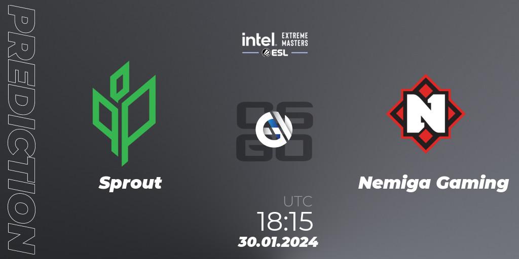 Sprout - Nemiga Gaming: ennuste. 30.01.2024 at 18:15, Counter-Strike (CS2), Intel Extreme Masters China 2024: European Open Qualifier #2