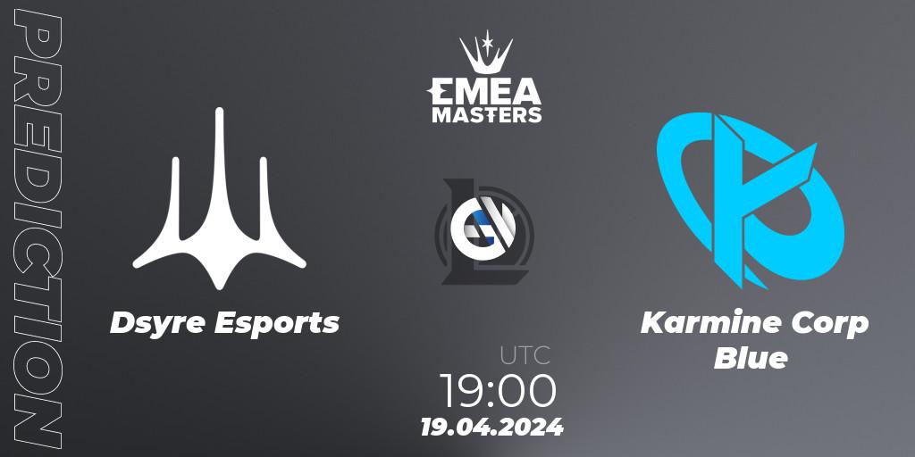 Dsyre Esports - Karmine Corp Blue: ennuste. 19.04.24, LoL, EMEA Masters Spring 2024 - Group Stage