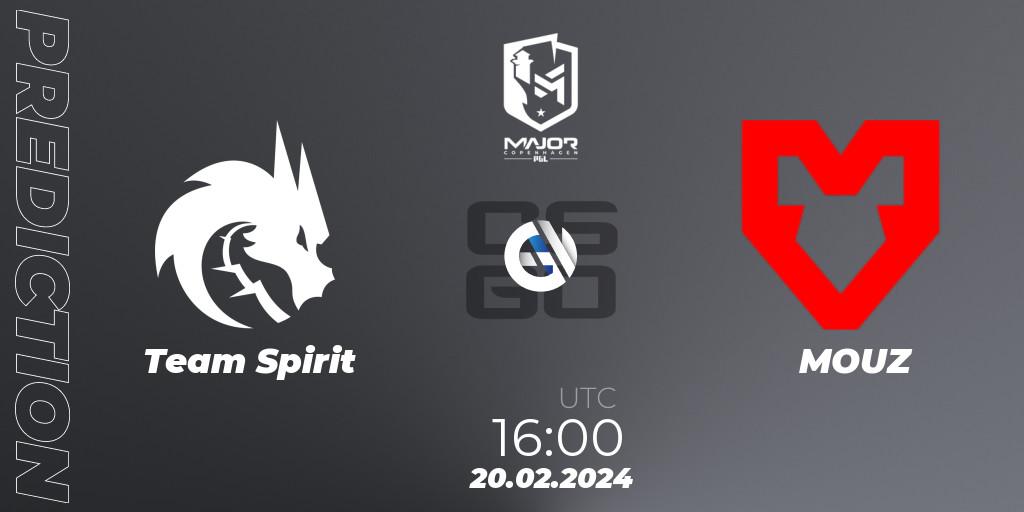 Team Spirit - MOUZ: ennuste. 20.02.2024 at 16:25, Counter-Strike (CS2), PGL CS2 Major Copenhagen 2024: European RMR B