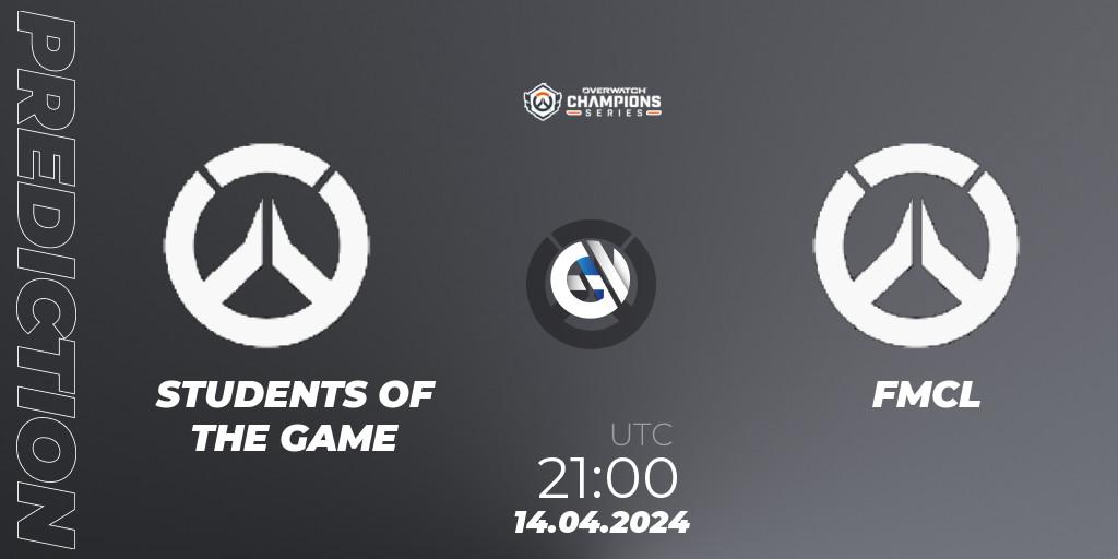STUDENTS OF THE GAME - FMCL: ennuste. 14.04.2024 at 21:00, Overwatch, Overwatch Champions Series 2024 - North America Stage 2 Group Stage