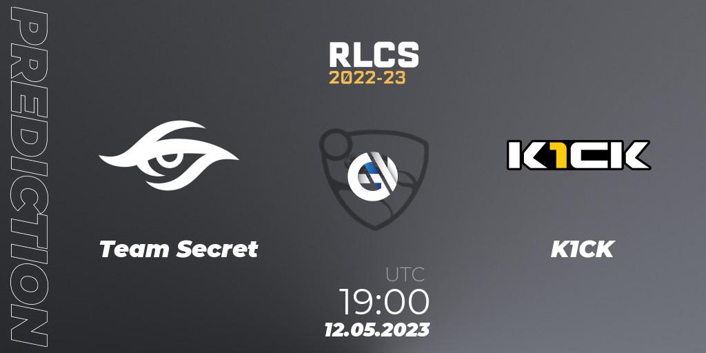 Team Secret - K1CK: ennuste. 12.05.2023 at 19:00, Rocket League, RLCS 2022-23 - Spring: South America Regional 1 - Spring Open