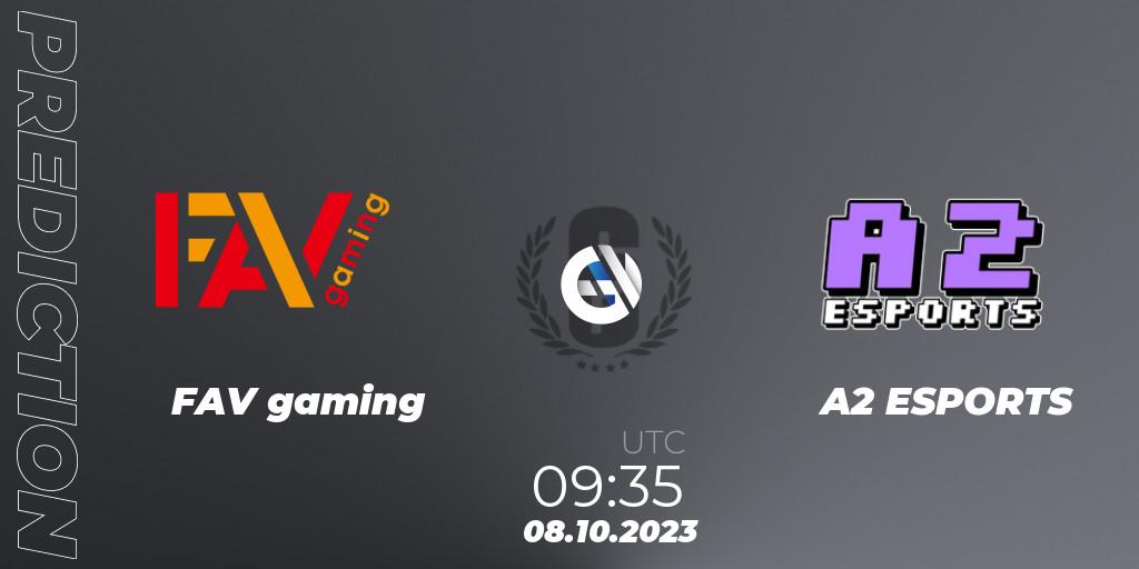FAV gaming - A2 ESPORTS: ennuste. 08.10.2023 at 09:35, Rainbow Six, Japan League 2023 - Stage 2 - Last Chance Qualifiers