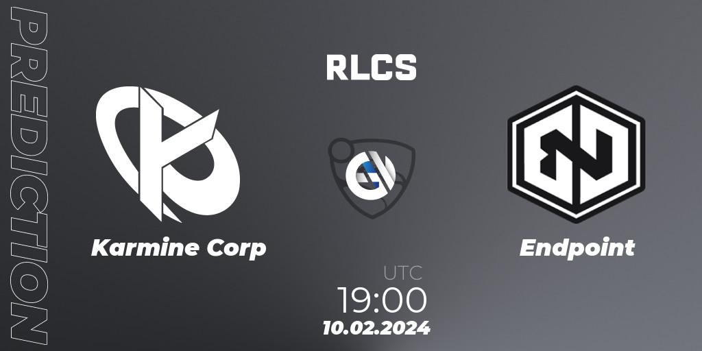 Karmine Corp - Endpoint: ennuste. 10.02.2024 at 19:00, Rocket League, RLCS 2024 - Major 1: Europe Open Qualifier 1