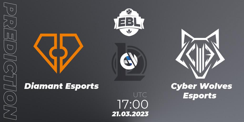 Diamant Esports - Cyber Wolves Esports: ennuste. 21.03.2023 at 17:00, LoL, EBL Season 12 - Playoffs
