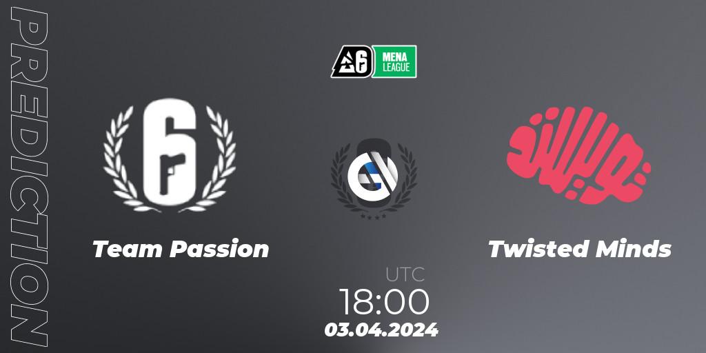 Team Passion - Twisted Minds: ennuste. 03.04.2024 at 18:00, Rainbow Six, MENA League 2024 - Stage 1