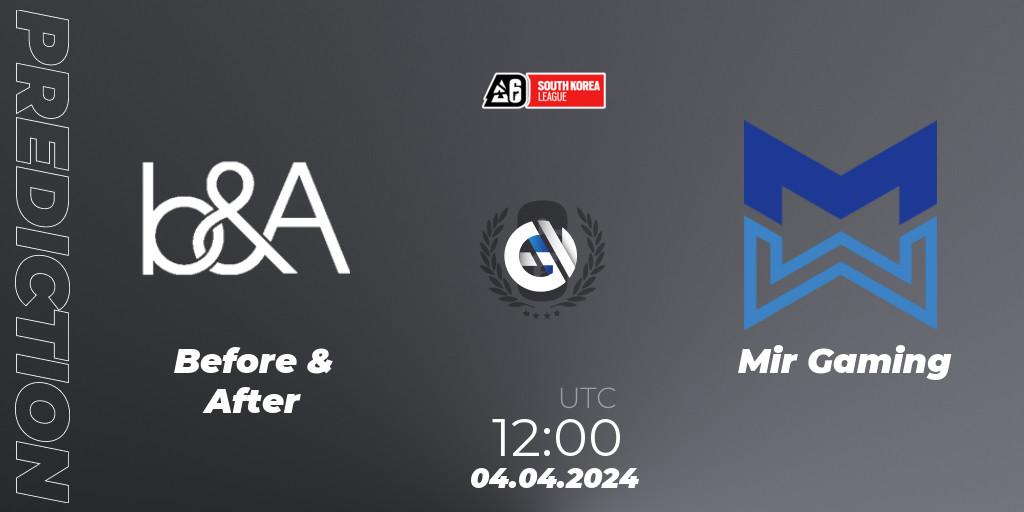 Before & After - Mir Gaming: ennuste. 05.04.2024 at 12:00, Rainbow Six, South Korea League 2024 - Stage 1