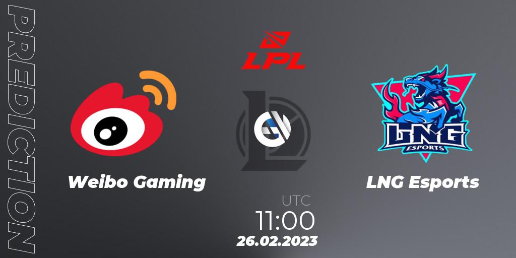 Weibo Gaming - LNG Esports: ennuste. 26.02.2023 at 12:00, LoL, LPL Spring 2023 - Group Stage