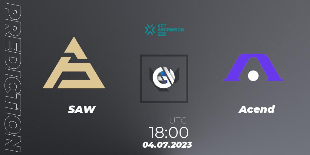 SAW - Acend: ennuste. 04.07.2023 at 18:00, VALORANT, VALORANT Challengers Ascension 2023: EMEA - Group Stage