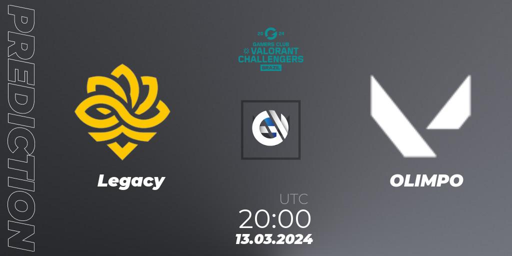 Legacy - OLIMPO: ennuste. 13.03.2024 at 20:00, VALORANT, VALORANT Challengers Brazil 2024: Split 1
