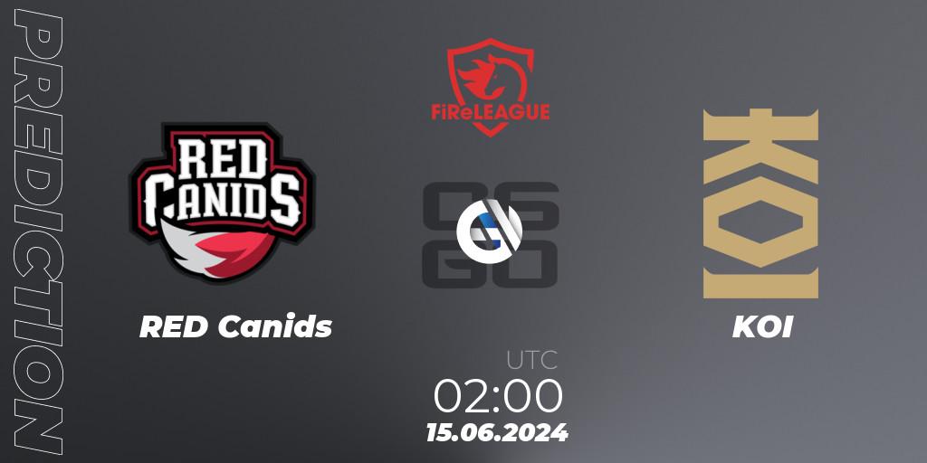 RED Canids - KOI: ennuste. 15.06.2024 at 02:30, Counter-Strike (CS2), FiReLEAGUE 2023 Global Finals