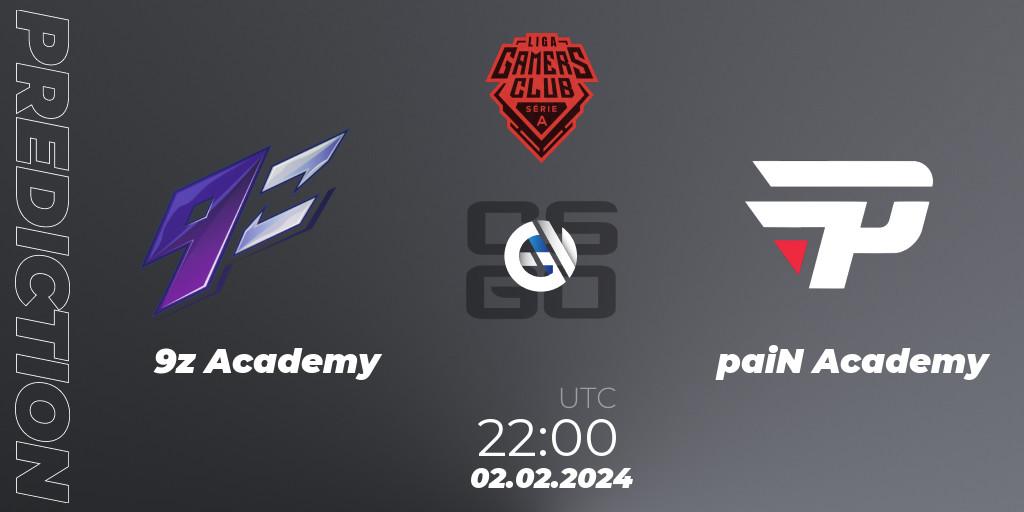 9z Academy - paiN Academy: ennuste. 02.02.2024 at 22:00, Counter-Strike (CS2), Gamers Club Liga Série A: January 2024