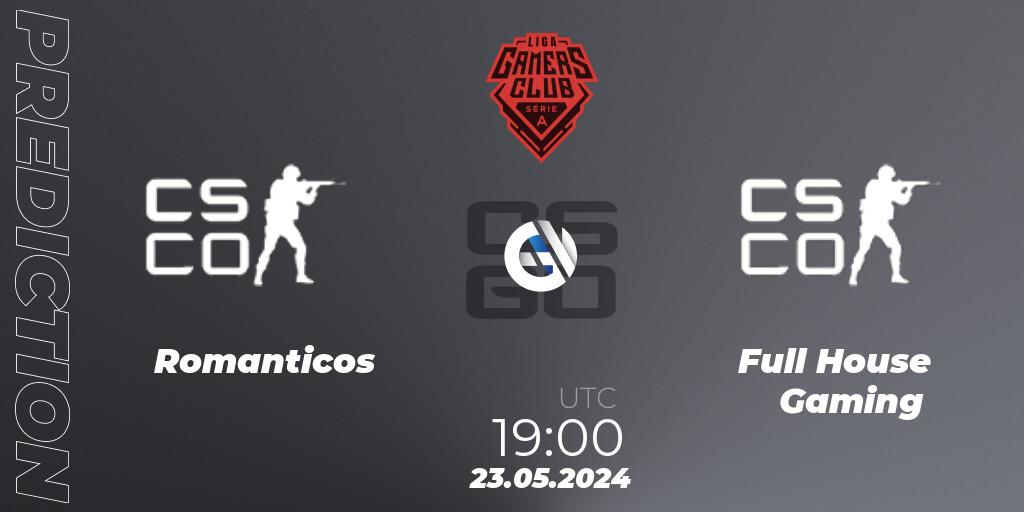 Romanticos - Full House Gaming: ennuste. 23.05.2024 at 19:00, Counter-Strike (CS2), Gamers Club Liga Série A: May 2024