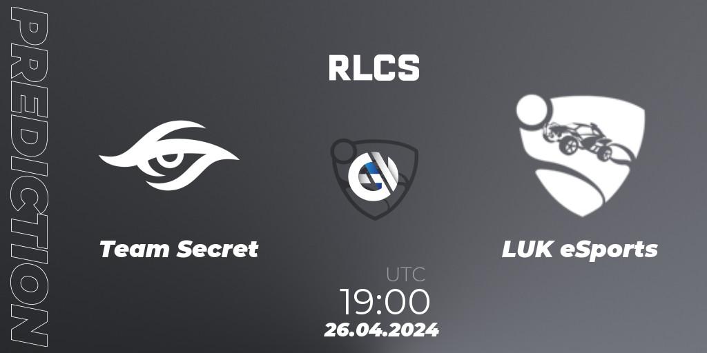 Team Secret - LUK eSports: ennuste. 26.04.24, Rocket League, RLCS 2024 - Major 2: SAM Open Qualifier 4